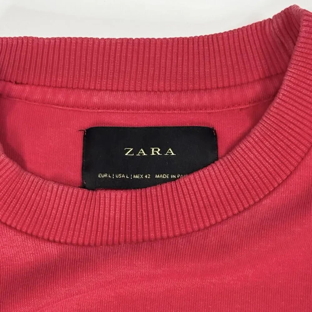 Zara Men’s Fast Paced Color‎ Block Sweater Red/White/Blue Pullover Size L